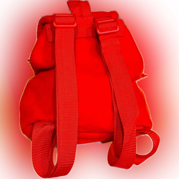 VTG Y2K RARE DISNEY CATALOG POOH’s CHILLY DAY RED FLEECE BACKPACK 11”x10”x4.5” - Picture 4 of 13